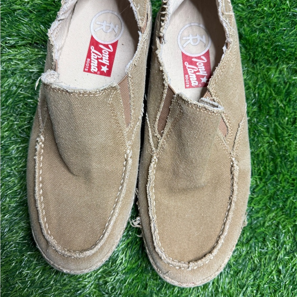 Tony Lama Men's Tan Canvas Slip-Ons